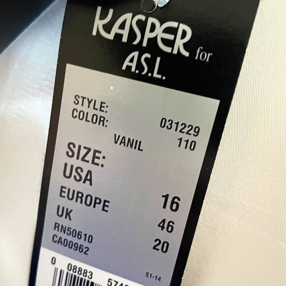 NWT Vintage KASPER for A.S.L Size 16 Vanilla Dress Blazer Suit Separate OffWhite - Picture 10 of 12